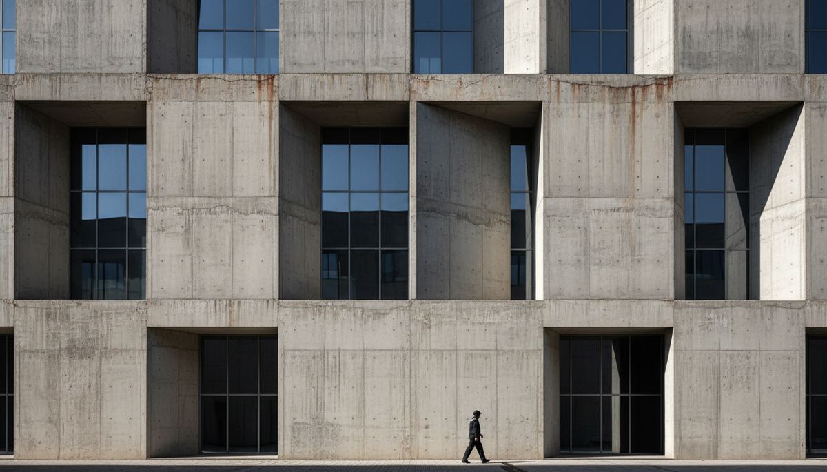Architektonische Betonfassade, Detailaufnahme